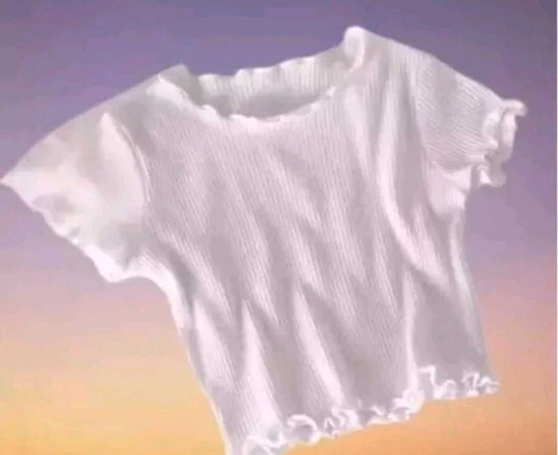 Ribbed Ruffle Trim Top