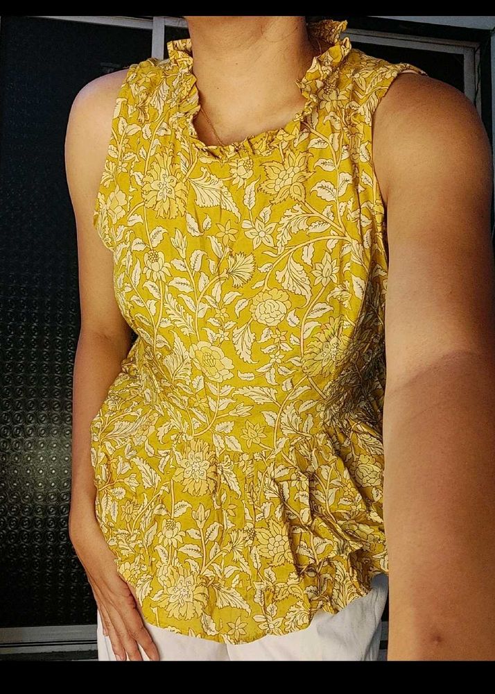 Mustard Printed Top