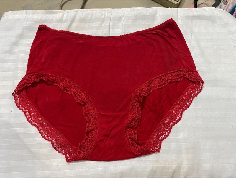 Red Lace Trim Panties 36-38