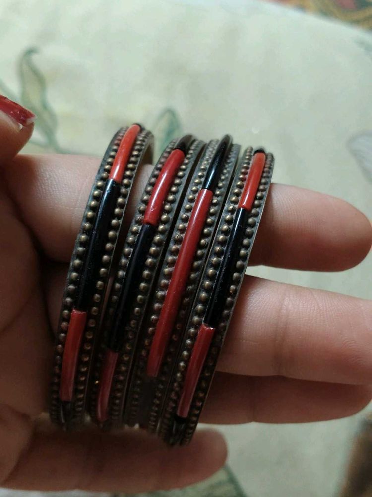 Set of Red &amp; Black Beaded Bangles