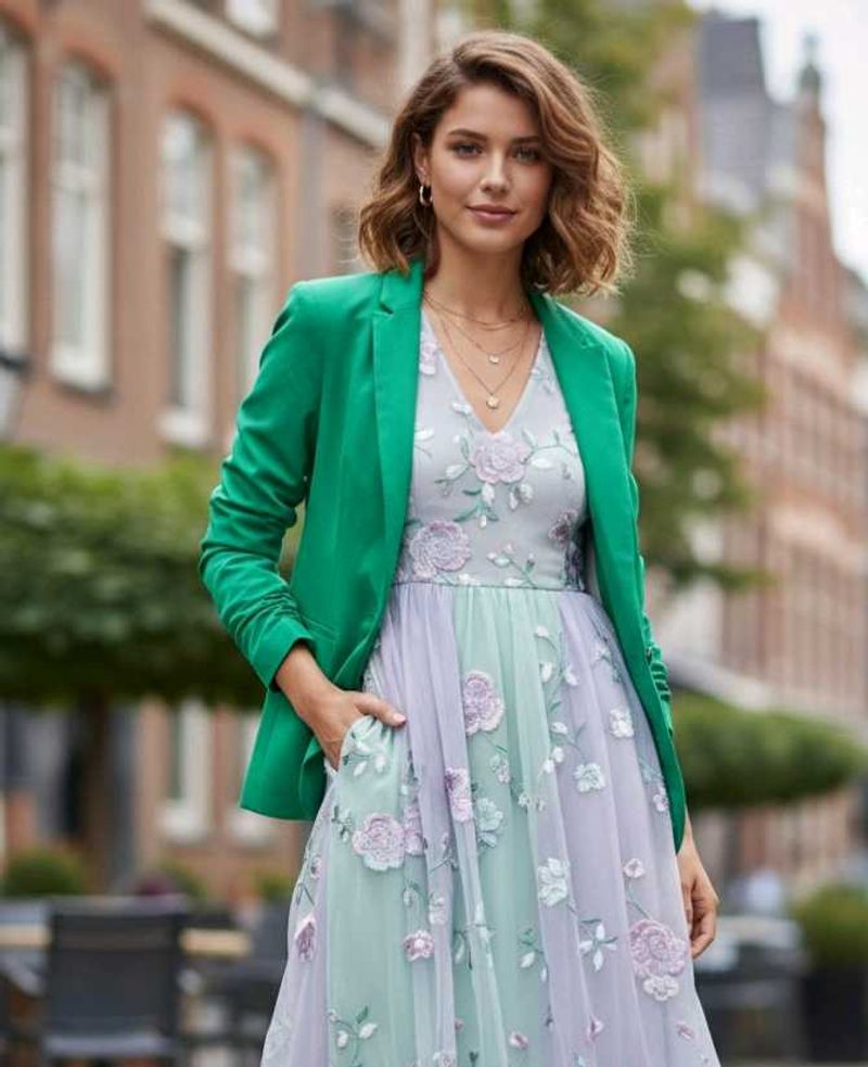 ZARA BASIC Green Blazer