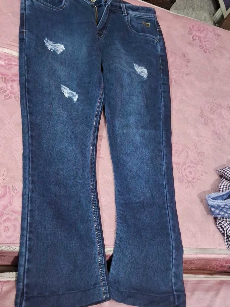 Distressed Bootcut Jeans