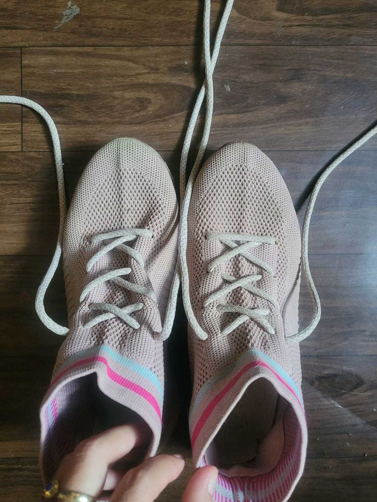Pink Knit Sneakers