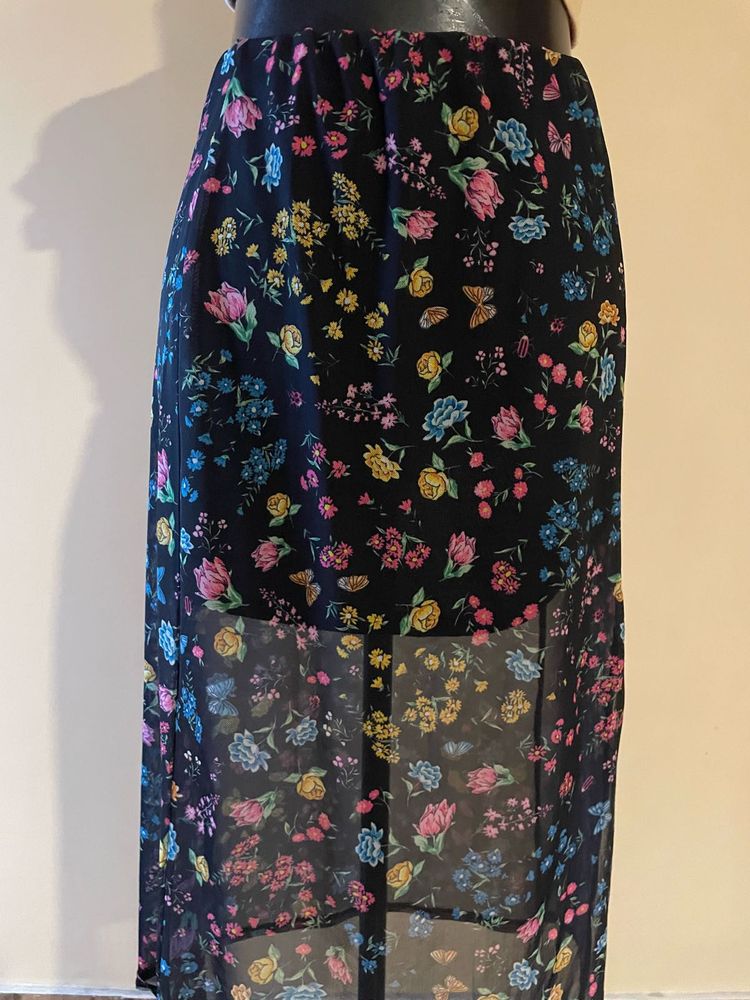 Floral High-Low Skirt