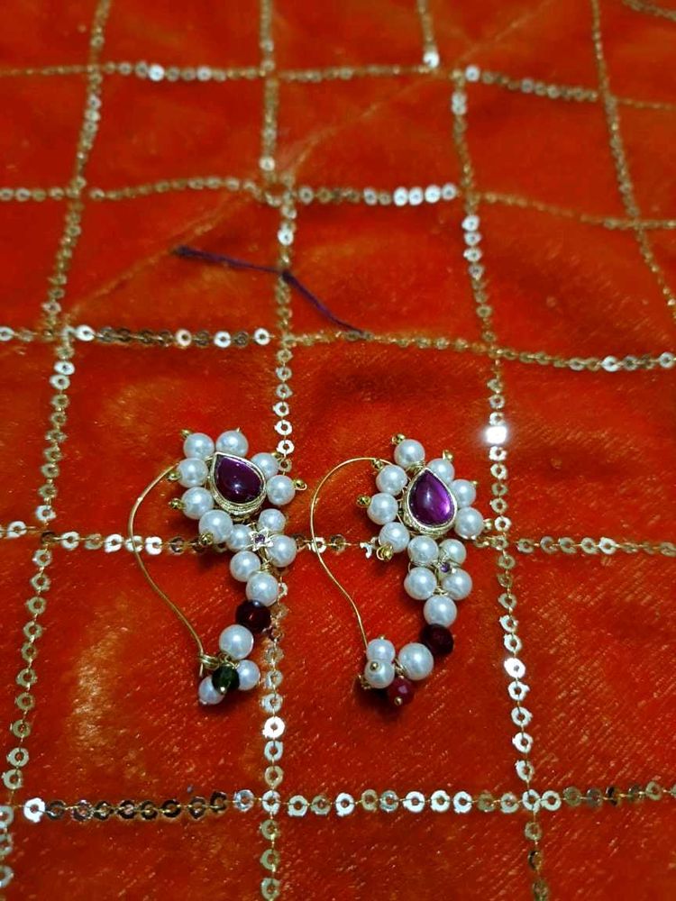 Pearl &amp; Gem Nath (Nose Ring)