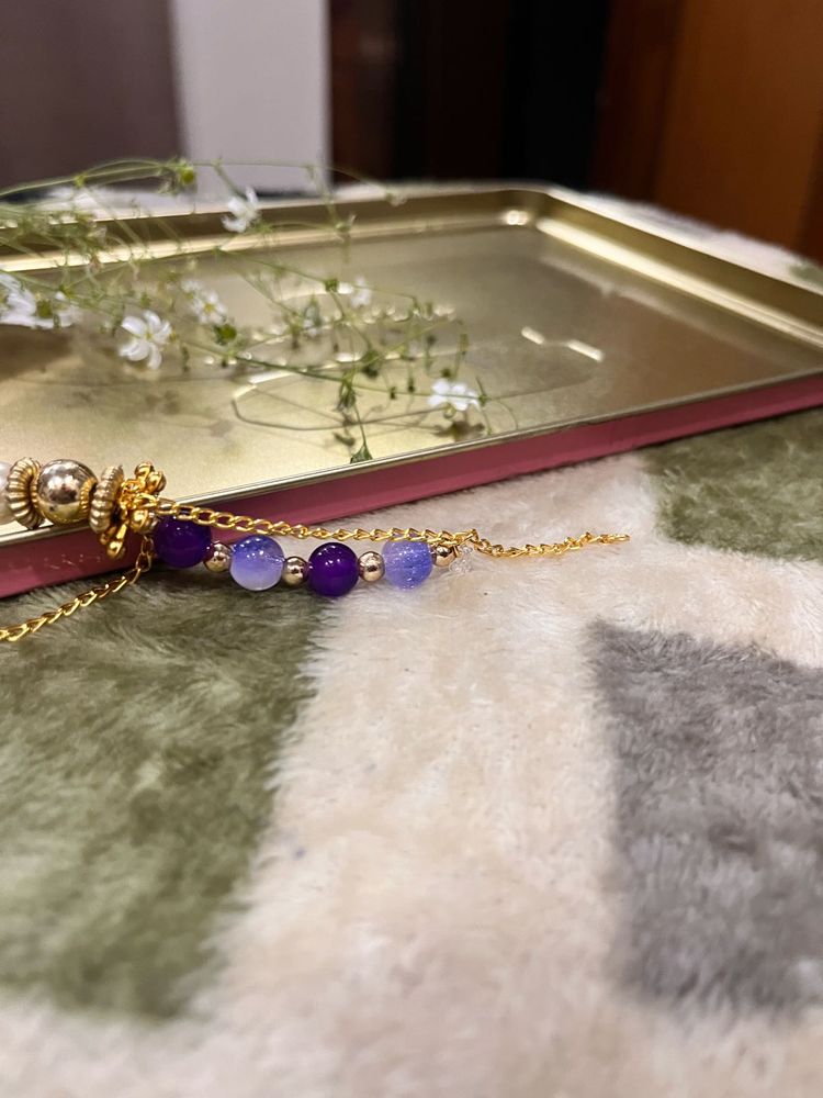 Beaded Purple &amp; Gold Necklace chain