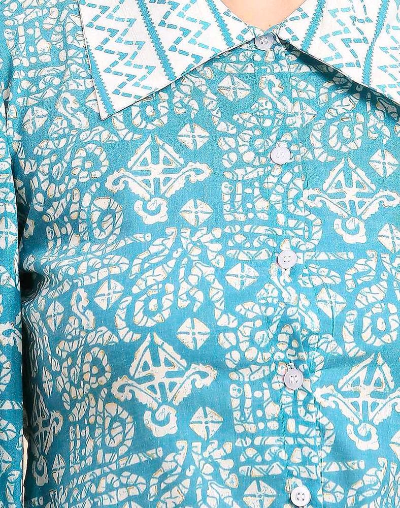 Patterned Blue Shirt