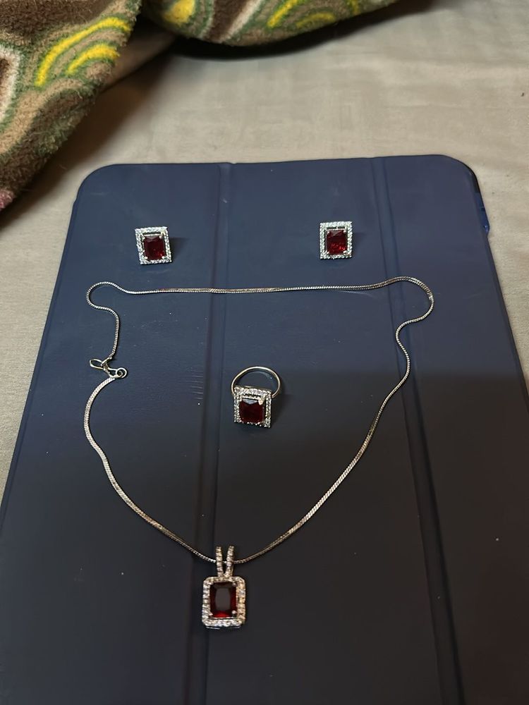 Anti Tarnish Ruby Set