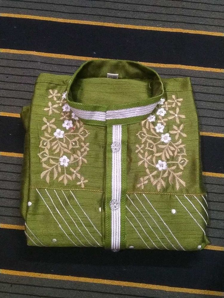 Green Embroidered Kurta Set