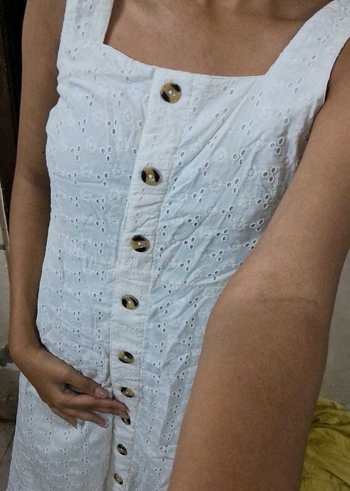 White Eyelet Button-Down Dress size S