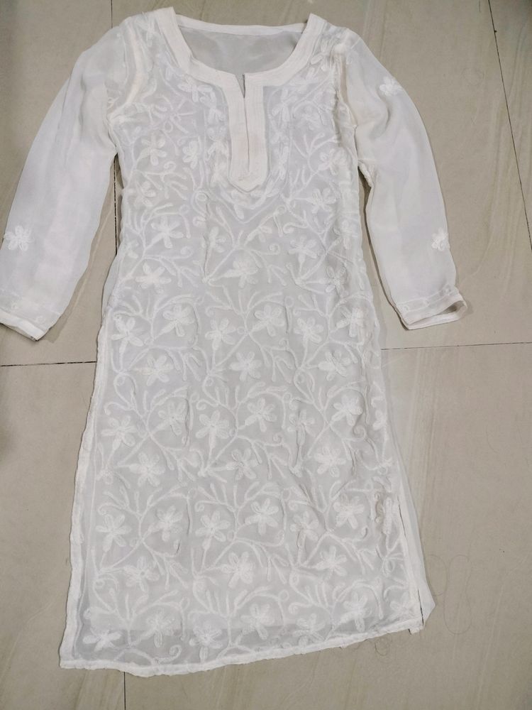 White Transparent Chikankari Kurti