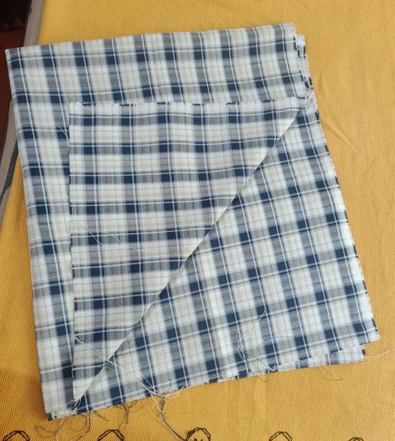 Blue and White Plaid Fabric
