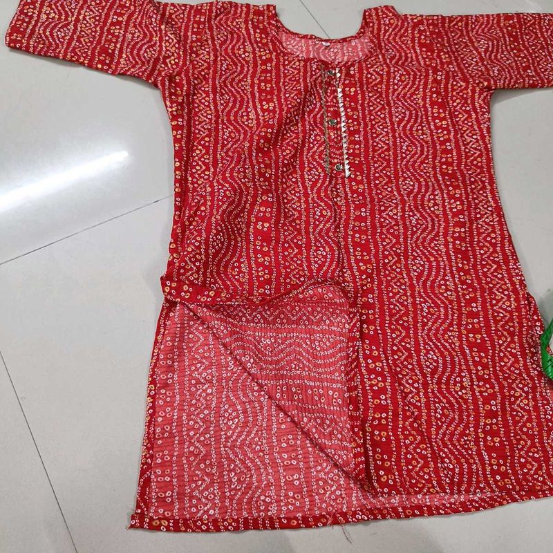 Red Printed Kurta
