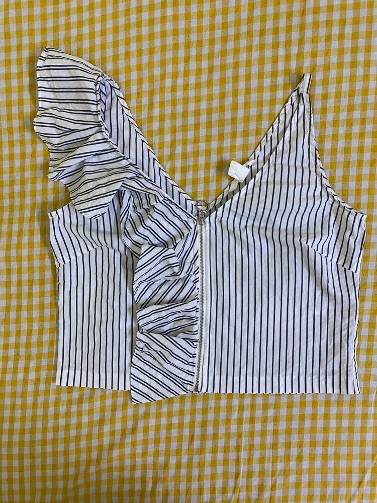 H&amp;M Striped Ruffle Tank Top Bust 36
