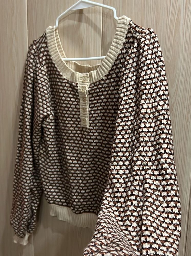 Korean Patterned Knit Top