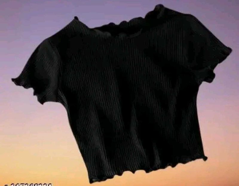 Ruffled Black Crop Top