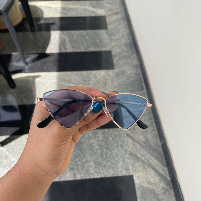 Blue-Tinted Triangle Frame Sunglasses