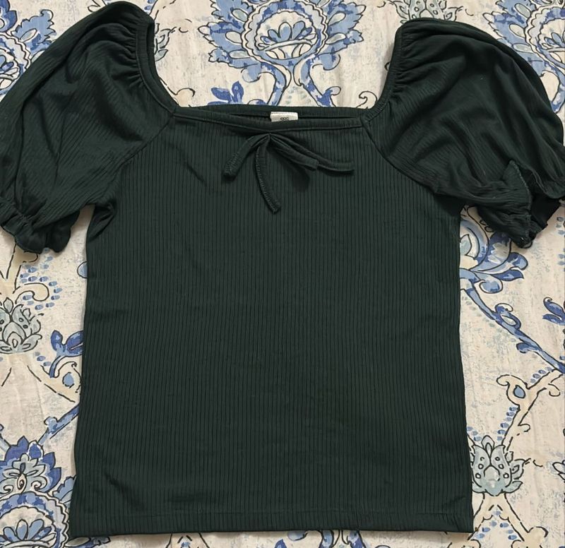 Green Puff Sleeve Top