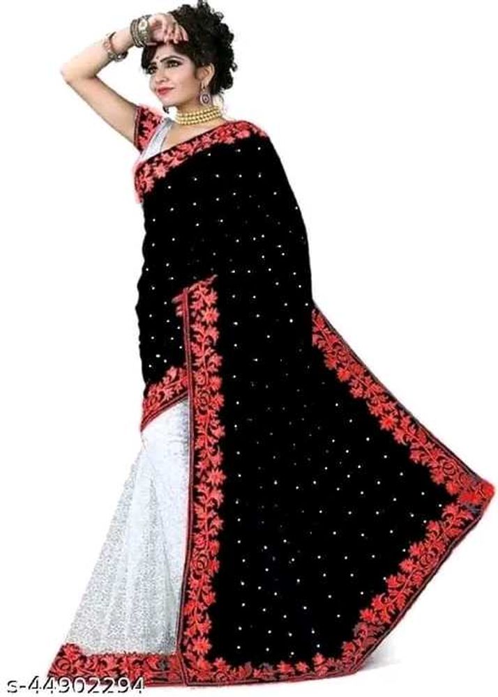 Elegant Black &amp; White Saree
