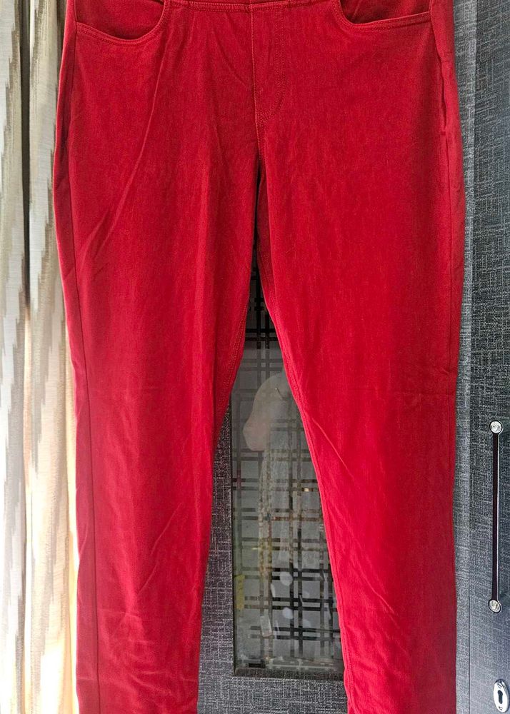 Red Jeggings Pants