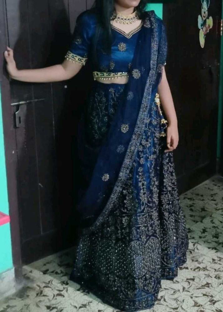Elegant Blue Embroidered Lehenga Choli