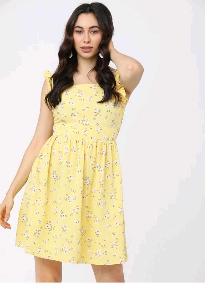 Yellow Floral Mini Dress