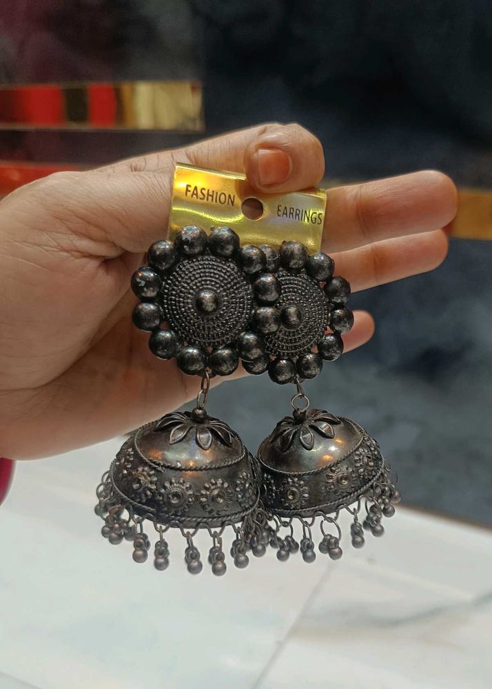 Oxidized Jhumka Earrings