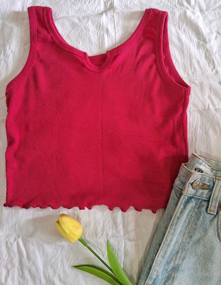 Raspberry Ribbed Tank Top