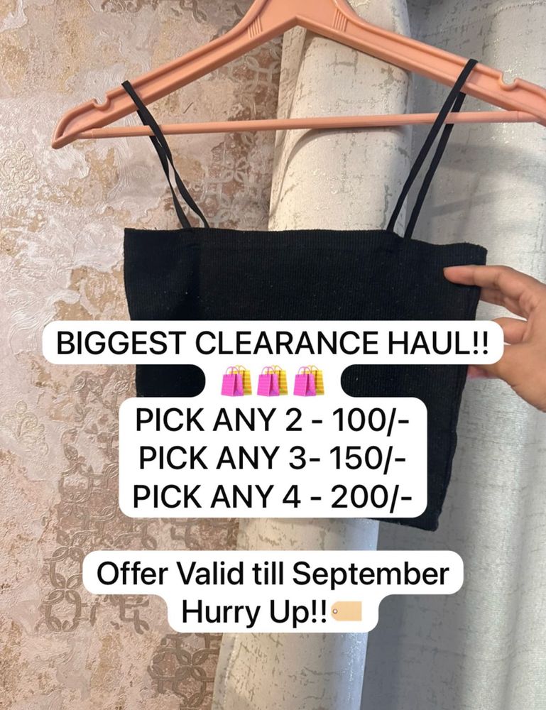 Trendy Black Cropped Tank Top, Bust- 34-38