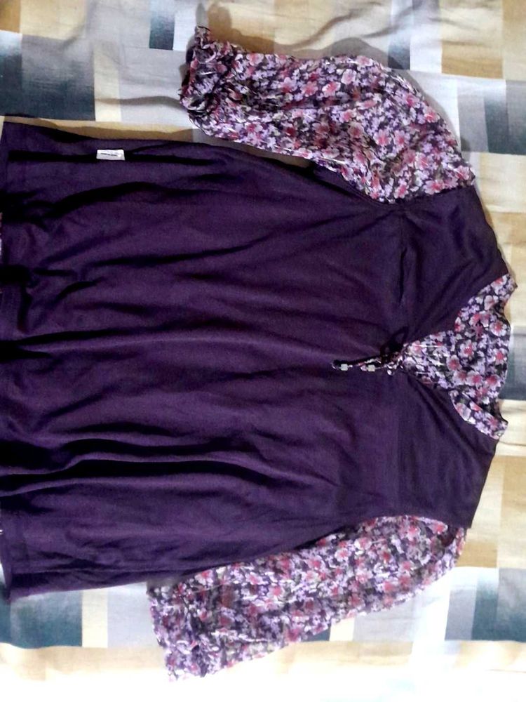 Floral Sleeve Purple Top