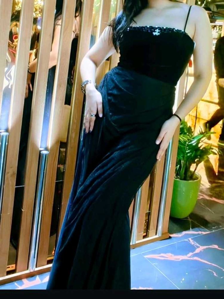Elegant Black Velvet Top Dress💥