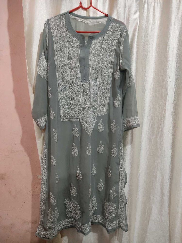 Grey Chikankari Kurta