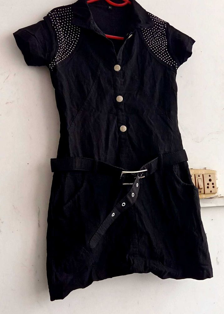 Black Studded Mini Dress