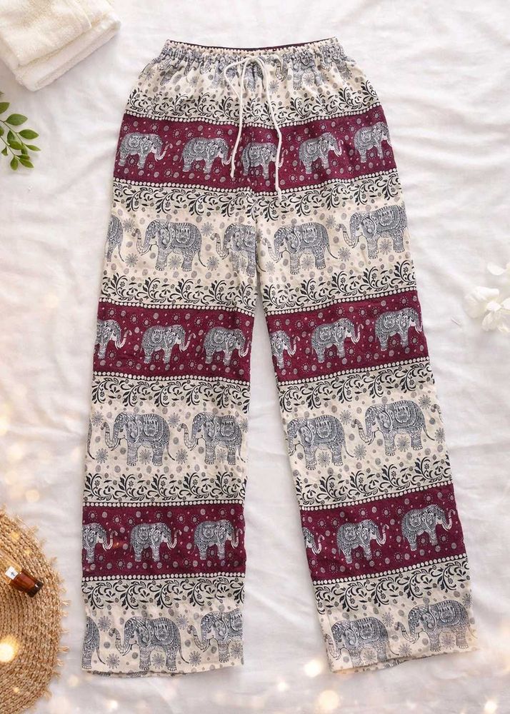 Printed Elephant Cotton Palazzo Pants | Comfortabl