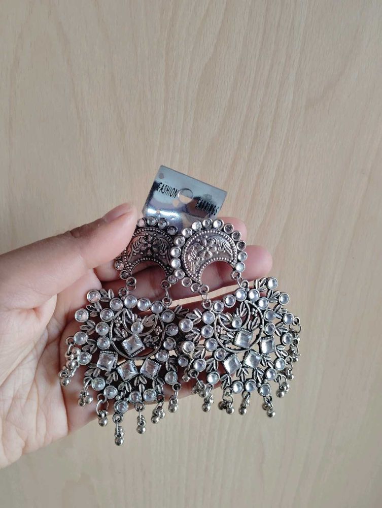 Statement Silver Oxidized Earrings