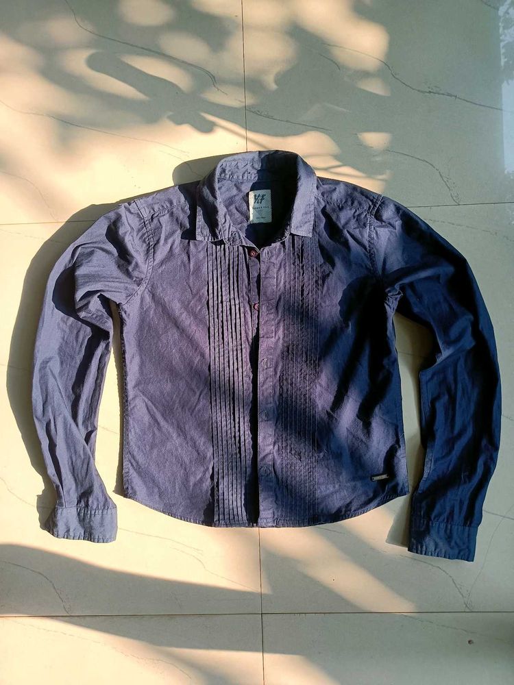 Stylish Navy Blue Long Sleeve Boxy Shirt