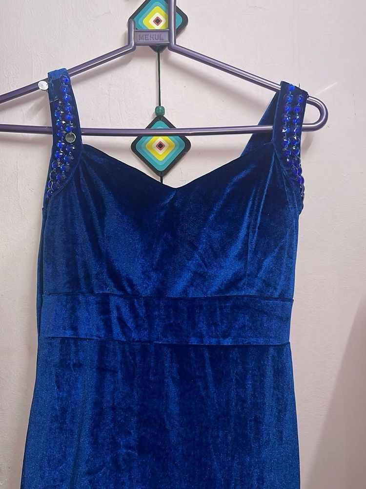 Blue Velvet Party Dress