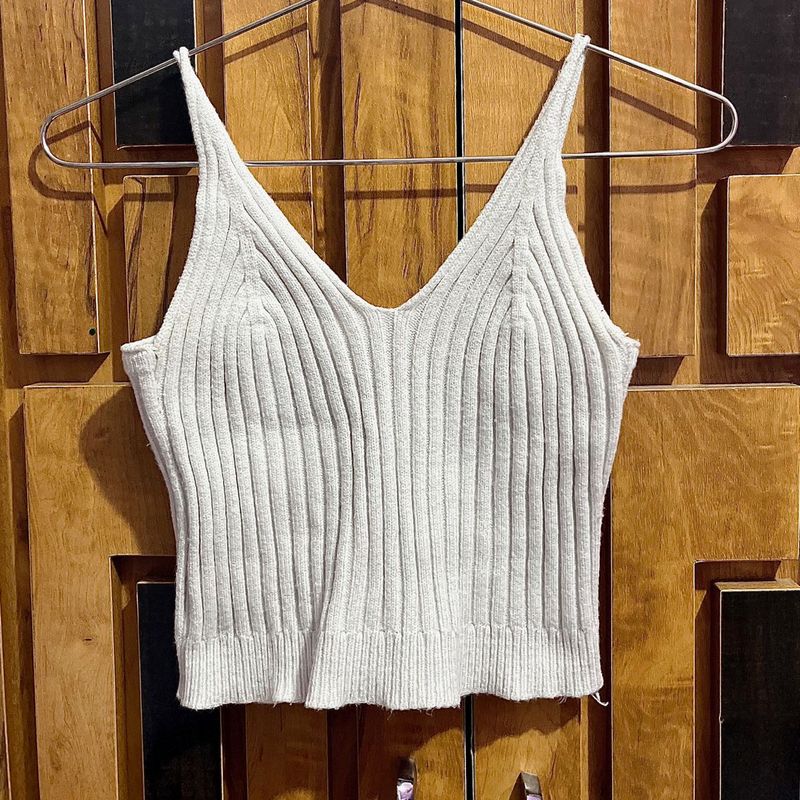 Ribbed V-Neck Knit Tank Top