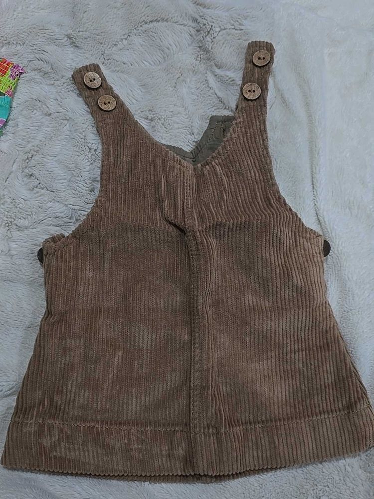 Girls Dungree Corduroy Brown- 0-6m
