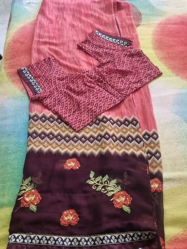 Elegant Embroidered Saree