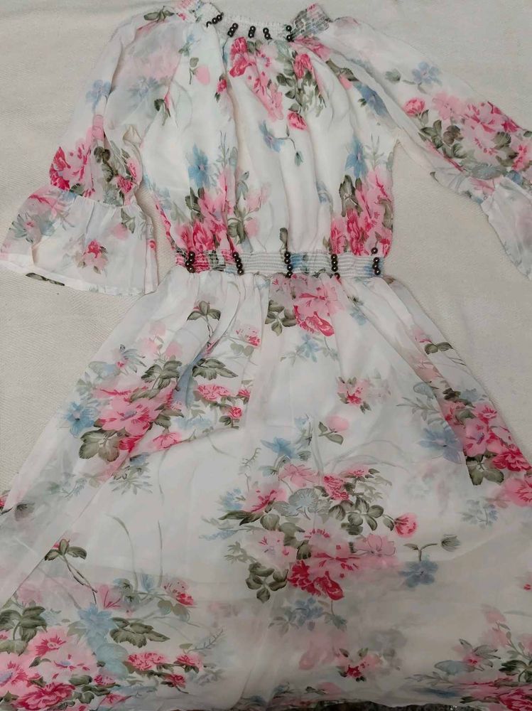 Floral Print Chiffon Dress