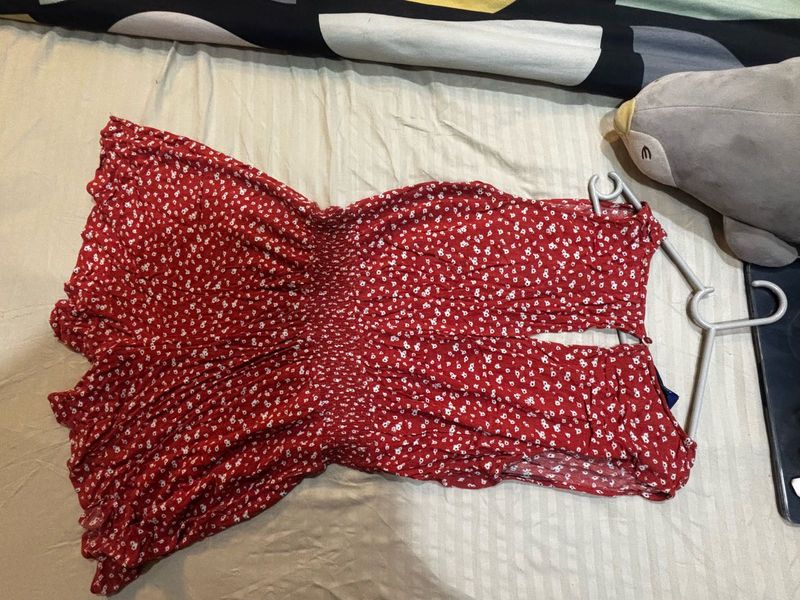 Red Floral Playsuit