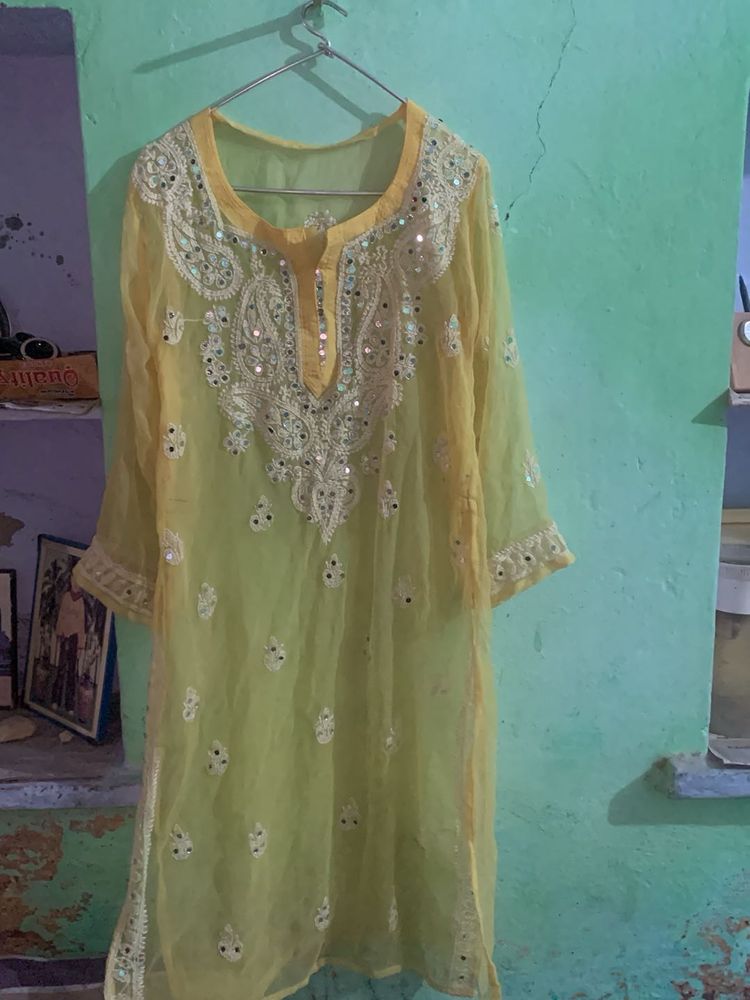 Yellow Embellished Kurti