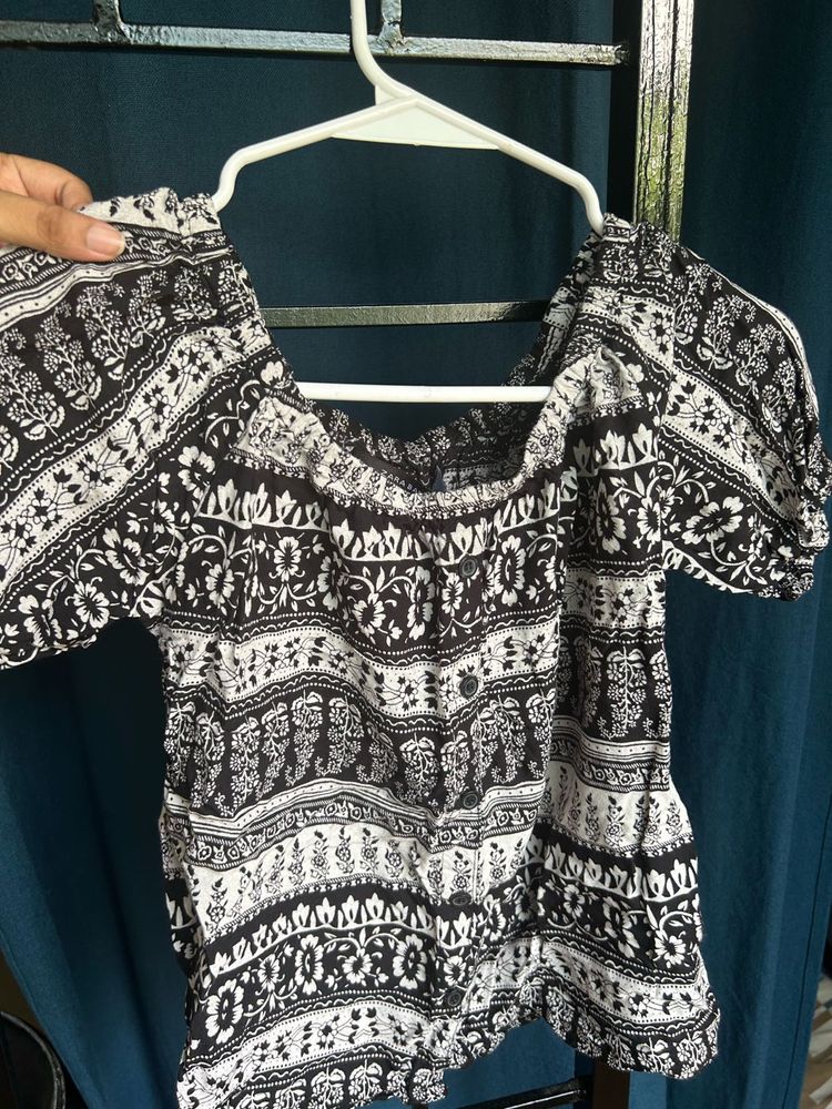 Boho Print Off-Shoulder Top