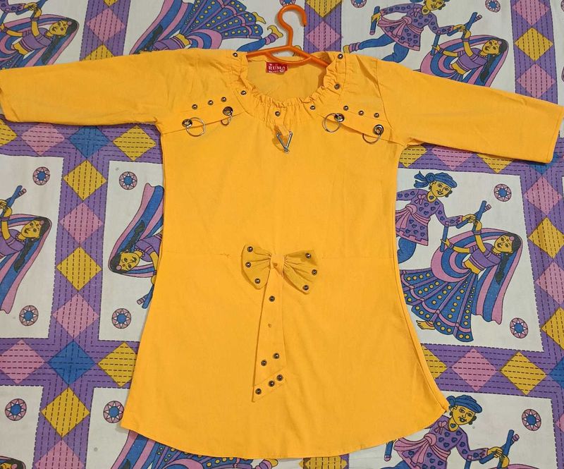 Casual 3/4 Sleeve Solid Women Yellow Top