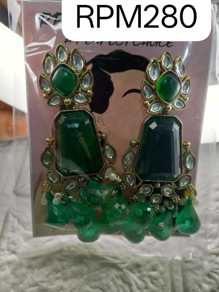 Green Dangle Earrings