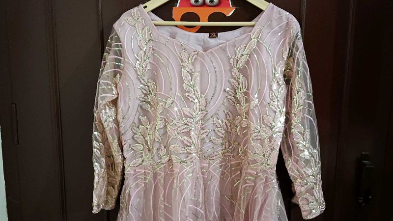 Baby Pink Embellished Anarkali Set