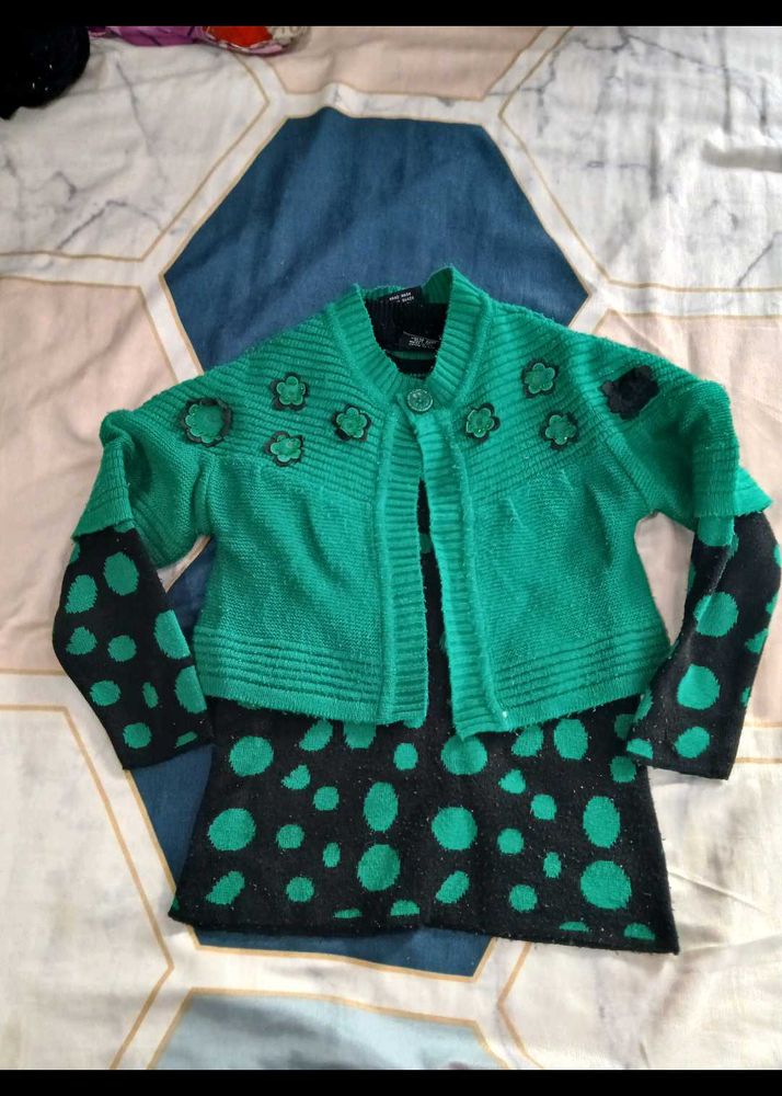 Cute Green Cardigan &amp; Top Set
