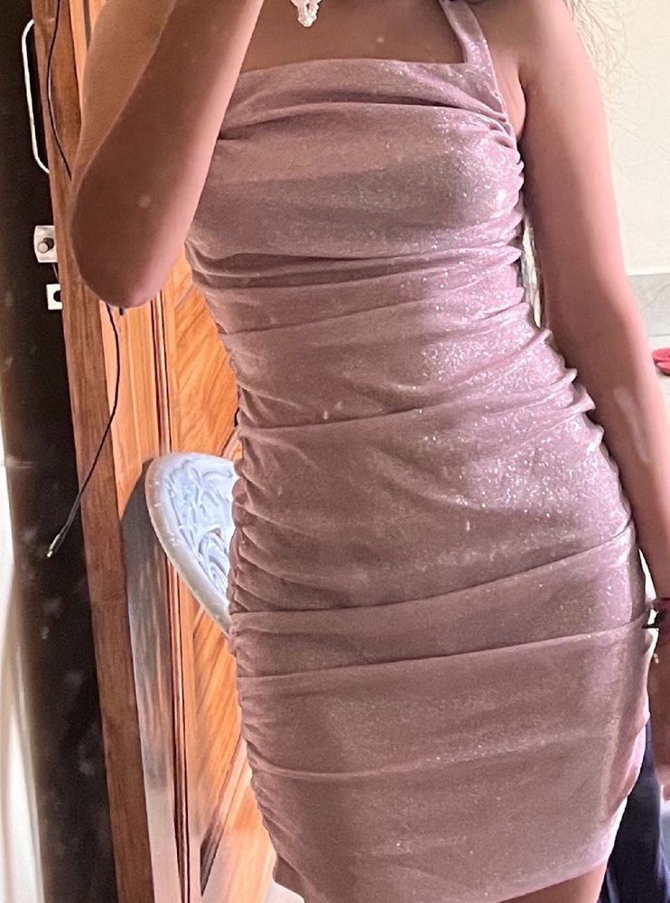 New Me Halter Neck Shimmer Dress