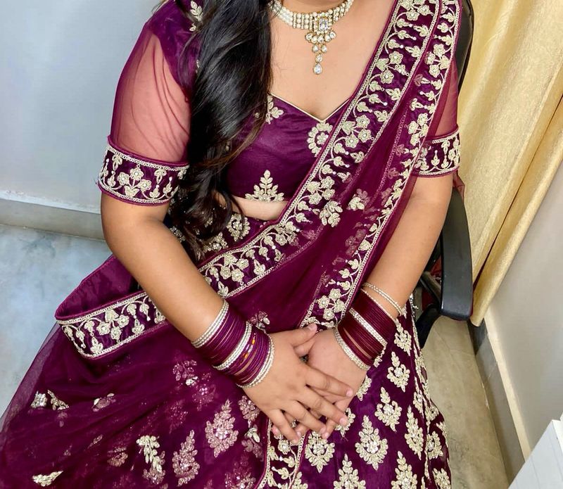 Gorgeous Plum Embroidered Lehenga💜